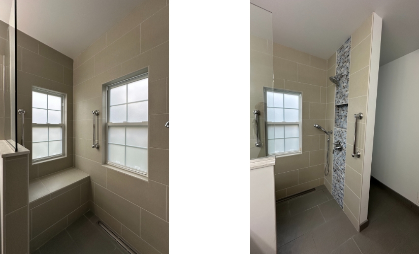 Sleek Division: Bathroom with Tile Half Wall Bathroom near Canton Michigan